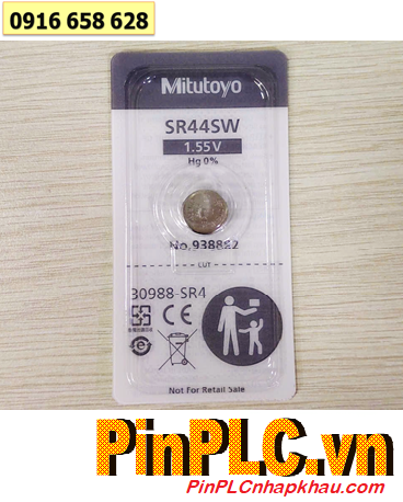 Pin Mitutoyo SR44SW, Pin thước kẹp Mitutoyo SR44SW Silver Oxide 1.55v nội địa Nhật, Xuất xứ Nhật